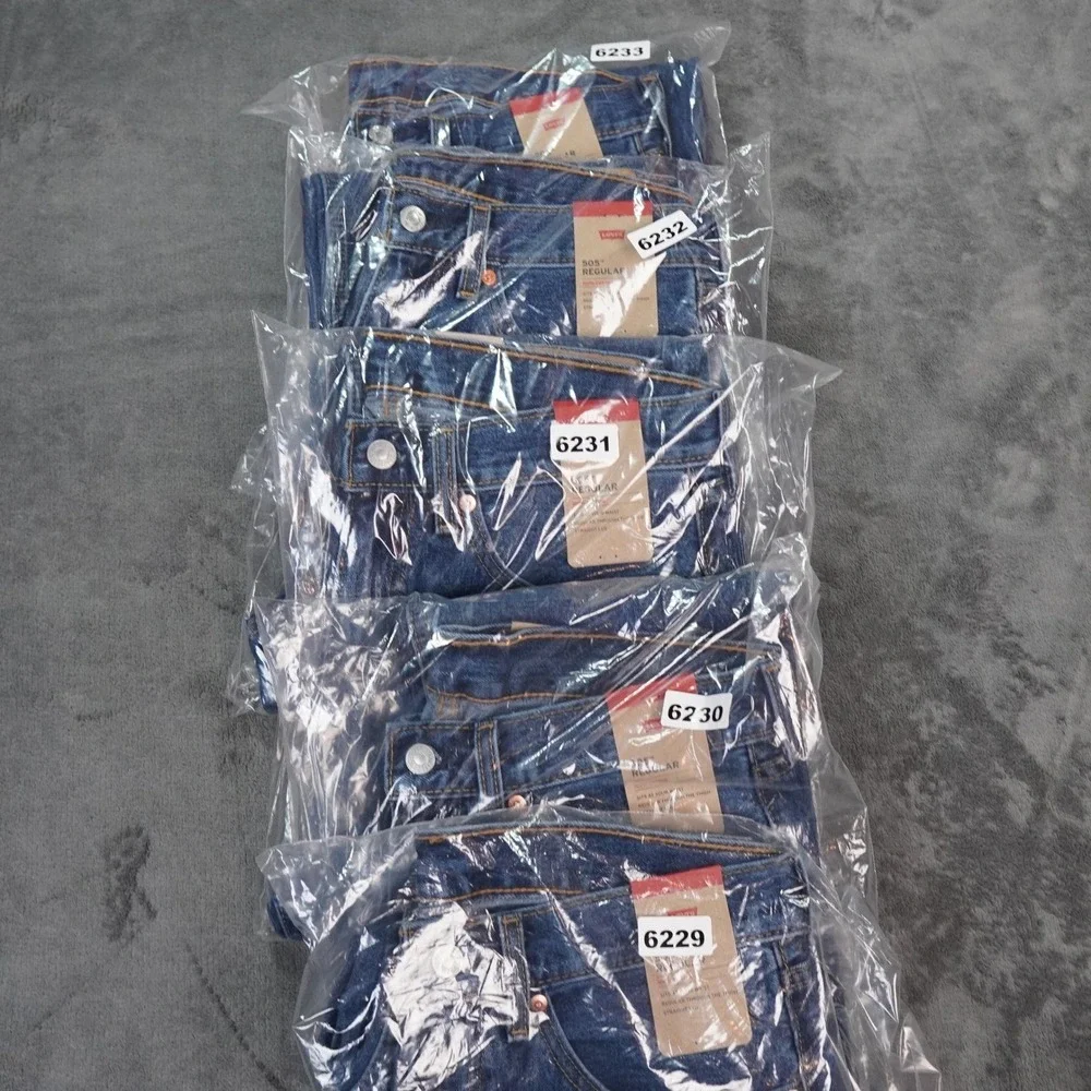 Levis 505 Mens Jeans Mens 32x30 Blue Dark Wash Regular Fit Straight Leg Biker‎